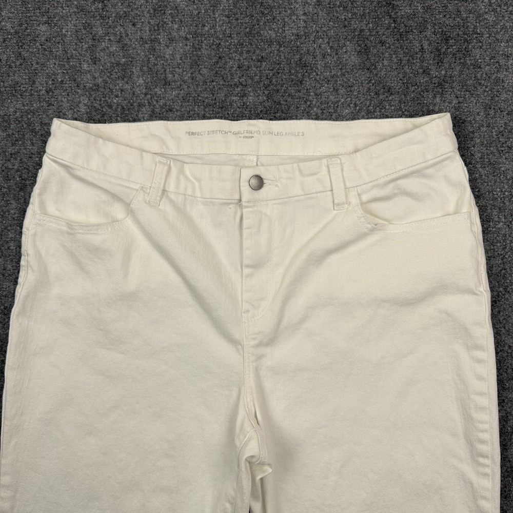 Chico's Womens Perfect Stretch Girlfriend Slim Leg Ankle Jeans US Size 16 White - Picture 2 of 13